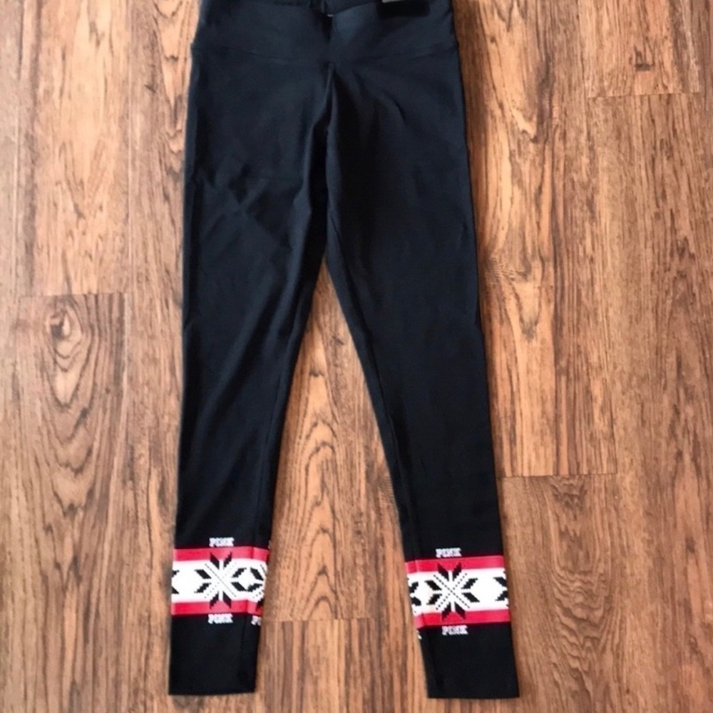 VS PINK Black Snowflake Design Leggings